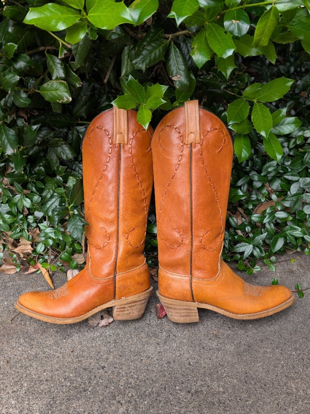 Vintage Acme USA Made Cowboy Cowgirl Western Boots Tan Brown Embroidery Sz:5C
